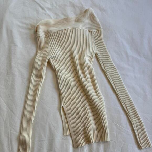 Gia studios cream ribbed off off shoulder sweater - Picture 3 of 3